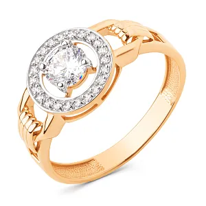 Кольцо из красного золота с фианитами