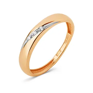 Кольцо из красного золота с фианитами