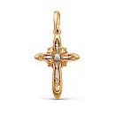 Крест из красного золота с фианитом
