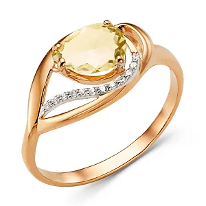 Кольцо из красного золота с цитрином