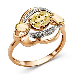 Кольцо из красного золота с цитринами