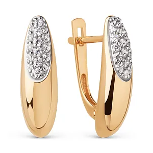 Серьги из красного золота с фианитами