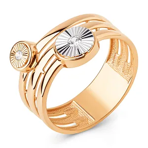 Кольцо из красного золота с фианитами