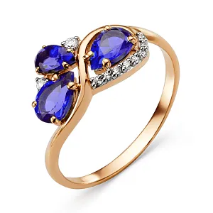 Кольцо из красного золота с аметистами