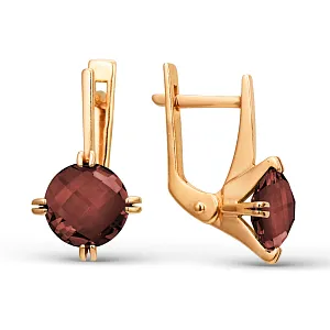 Серьги из красного золота с гранатами