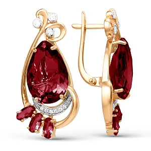 Серьги из красного золота с гранатами