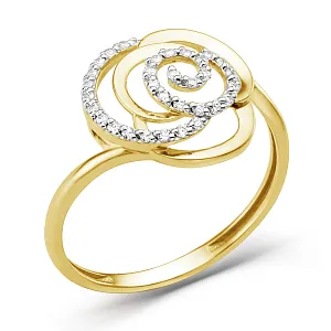 Кольцо из желтого золота с фианитами