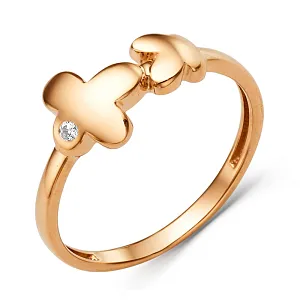 Кольцо из красного золота с фианитом