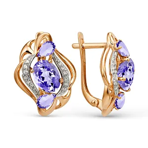 Серьги из красного золота с аметистами