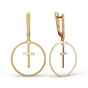 Серьги из красного золота с фианитами