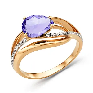 Кольцо из красного золота с аметистом