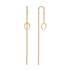 Серьги продевки из красного золота