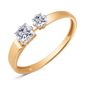 Кольцо из красного золота с фианитами