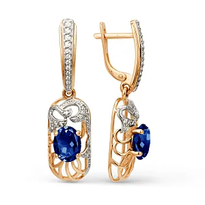 Серьги из красного золота с корундами