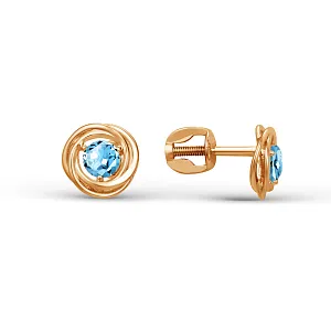 Серьги пусеты из красного золота с swiss топазами