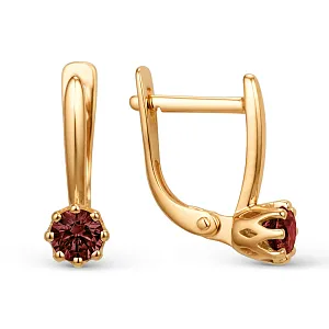 Серьги из красного золота с гранатами