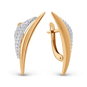 Серьги из красного золота с фианитами