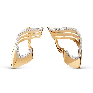 Серьги из красного золота с фианитами