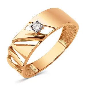 Кольцо из красного золота с фианитом