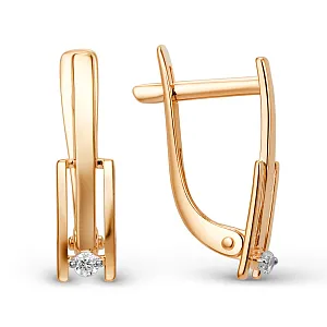 Серьги из красного золота с фианитами