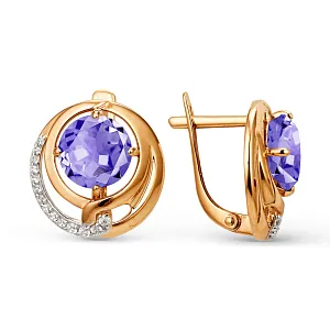 Серьги из красного золота с аметистами