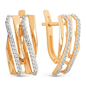 Серьги из красного золота с фианитами