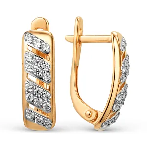 Серьги из красного золота с фианитами