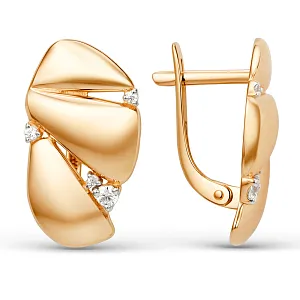 Серьги из красного золота с фианитами