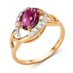 Кольцо из красного золота с корундом