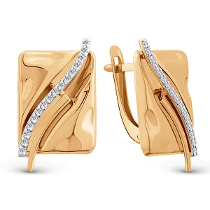 Серьги из красного золота с фианитами