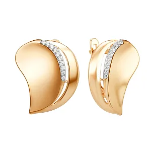 Серьги из красного золота с фианитами