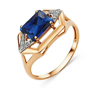 Кольцо из красного золота с корундом