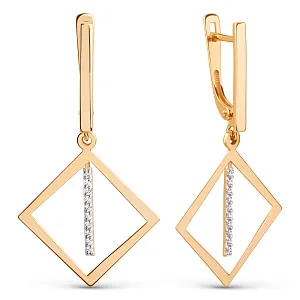 Серьги из красного золота с фианитами