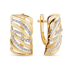 Серьги из красного золота с фианитами