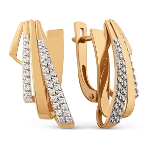 Серьги из красного золота с фианитами