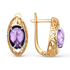 Серьги из красного золота с аметистами