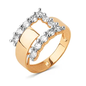 Кольцо из красного золота с фианитами