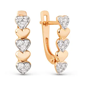 Серьги из красного золота с фианитами