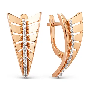 Серьги из красного золота с фианитами