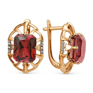 Серьги из красного золота с корундами