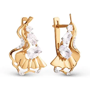 Серьги из красного золота с фианитами