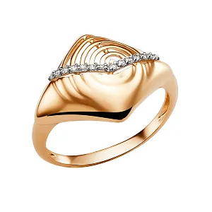 Кольцо из красного золота с фианитами