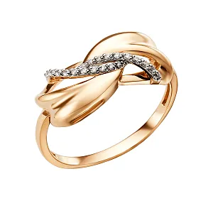 Кольцо из красного золота с фианитами