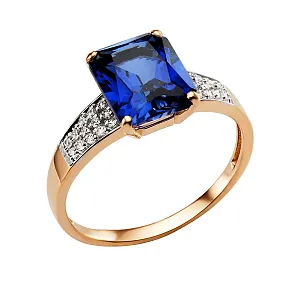 Кольцо из красного золота с корундом