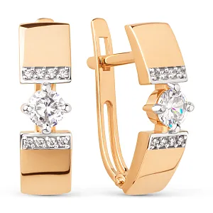 Серьги из красного золота с фианитами