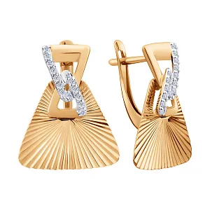 Серьги из красного золота с фианитами