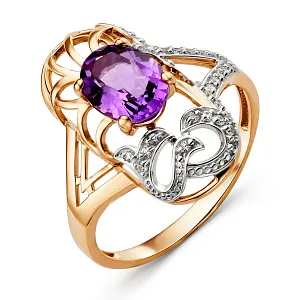 Кольцо из красного золота с аметистом