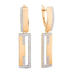 Серьги из красного золота с фианитами