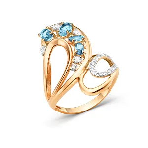 Кольцо из красного золота с swiss топазами