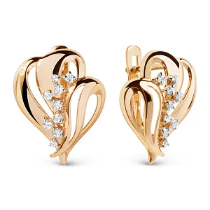 Серьги из красного золота с фианитами